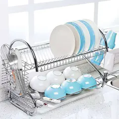 2 Layer Dish Drainer Kitchen Rack