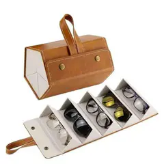 (Brown)Folding Sunglasses Organizer ( 5 Slot )