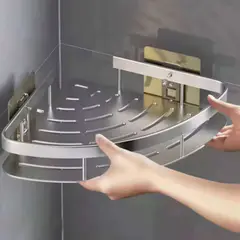 (Silver)Aluminum Alloy Square Shelf Shampoo Rack