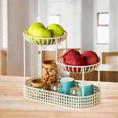 (White)3 Tiers Fruit Basket Fruit Bowl