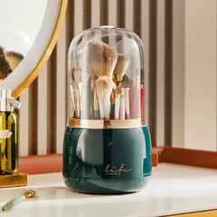 360° Rotating Portable Makeup Brushes Holder(Dark green)