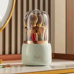360° Rotating Portable Makeup Brushes Holder(Light Green)
