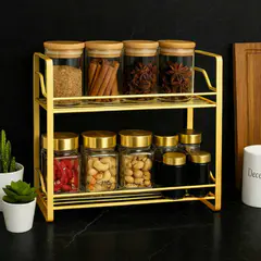 (Golden)2Layer Spice Jar Rack