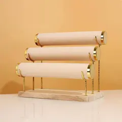 3-Layer Jewelry Rack Wooden Bracelet Holder