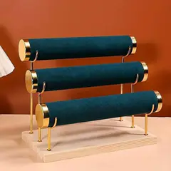 3-Layer Jewelry Rack Wooden Bracelet Holder