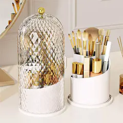 (White)360° Rotating Makeup Brush Holder