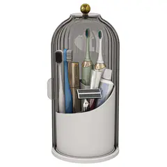 (Transparent Black )360° Toothbrush Holders with Sliding Lid