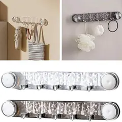 (1Pcs) 5 Hook For Bathroom Towel Rack Plastic Punch-free