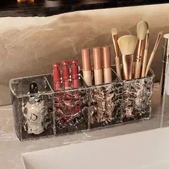 (Gray Transparent)4 Grid Makeup Storage Holder