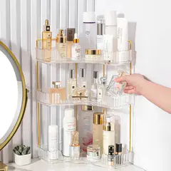 (White)3 Layer Corner Bathroom Storage Rack