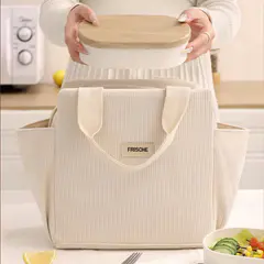 Portable Corduroy Lunch Bag