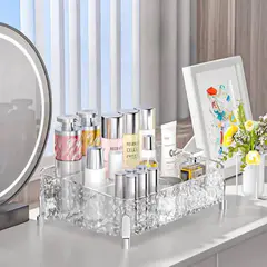 (Transparent)Glacier-print Desktop Makeup Organizer 