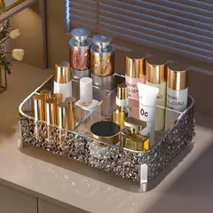 (gray)Glacier-print Desktop Makeup Organizer 
