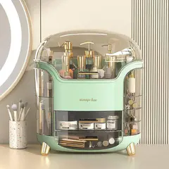 (Light Green)Dust & Water-Proof Large Capacity Cosmetics Storage Box