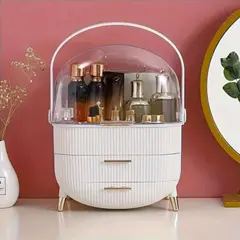(White)Dust-Proof Large Capacity Makeup Storage Box