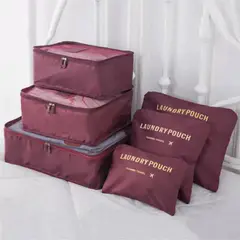 (Brown)6 Pcs Travel Clothes Organizer