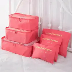 (Pink)6 Pcs Travel Clothes Organizer
