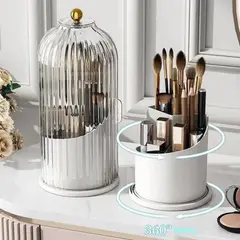 (Transparent White)360° Rotating Luxury Makeup Brushes Holder