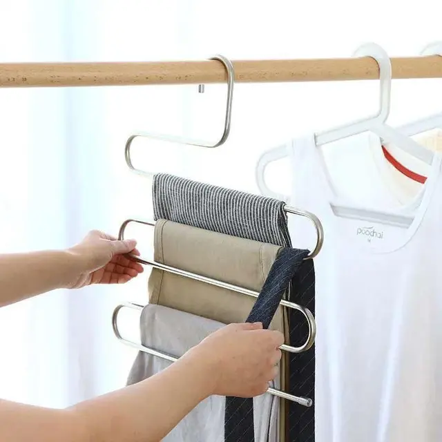 High Quality 5 layers S Shape Stainless Steel Pant and Clothe Hanger