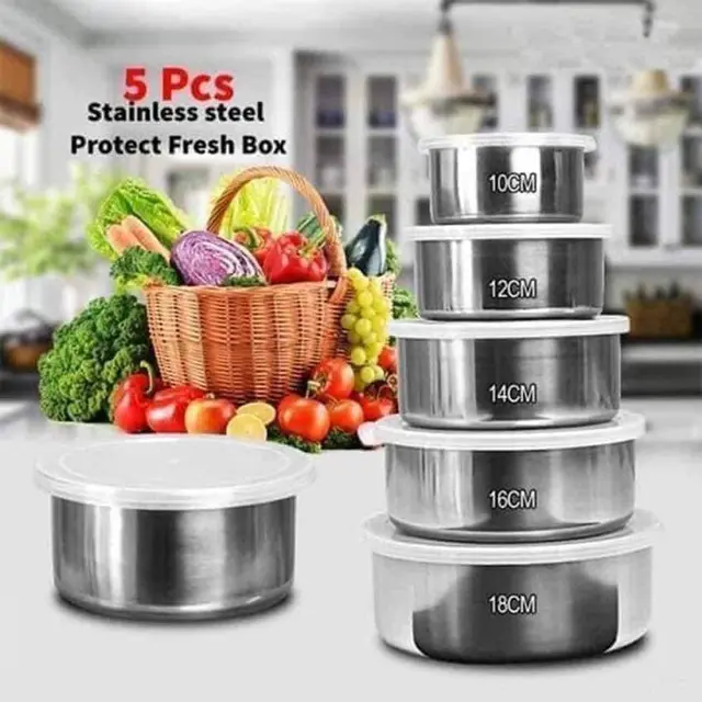 Adhesive Nails Wall Hooks - 5Pcs Stainless Steel Mixing Bowls Set