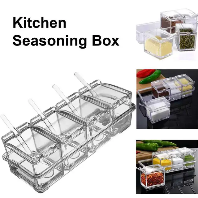 ওয়াশিং মেশিন কভার - 4Pcs Acrylic Seasoning Box