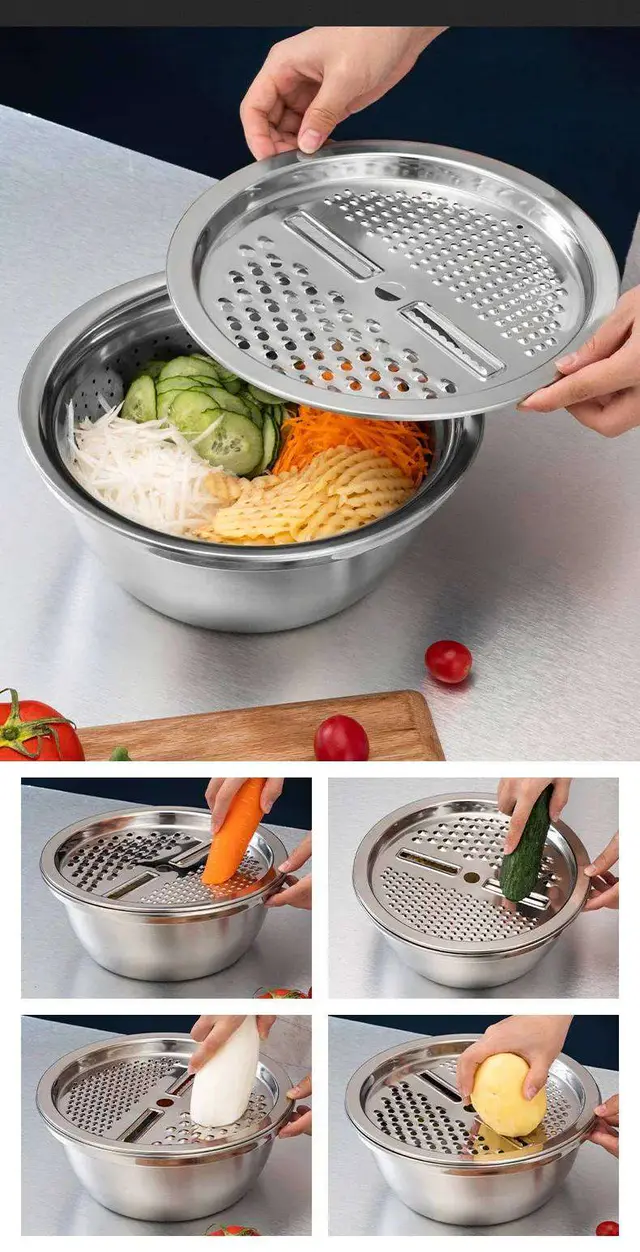 3 IN 1 VEGETABLE CUTTER WITH DRAIN BASKET