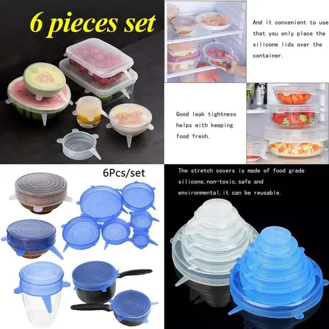 2-in-1 Sponge Rack Soap Dispenser - Silicone Food Lid(6pice set)
