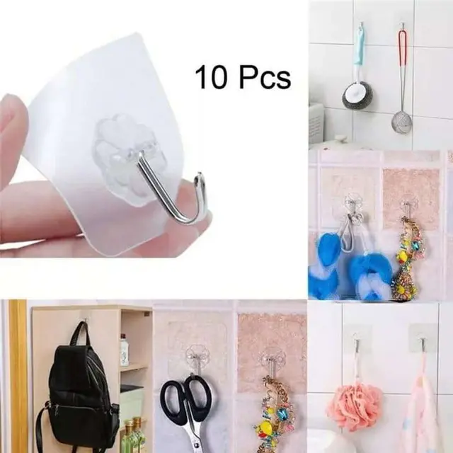 Double sided Adhesive Wall Hooks - Wall Stick Hook Hanger(10pice set)