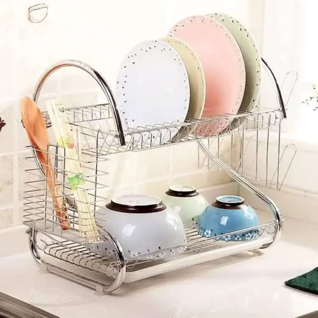 5 In 1 Stainless Steel Multifunctional Slicer - 2 Layer Dish Drainer Kitchen Rack