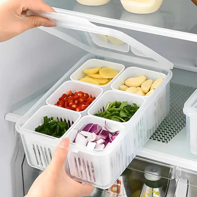 Kitchen Faucet Rack - 6 Grid Refrigerator Storage Box