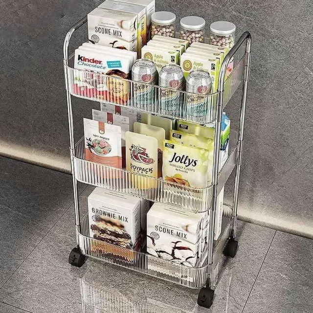 Wall-mounted household soap holder - 3 Layer Transparent Acrylic Trolley Rack