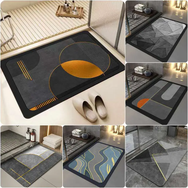 Aluminum Alloy Corner Shape Shampoo Rack - (1Pcs) Rubber Sole Super Absorbing Non-Slip Floor Mat