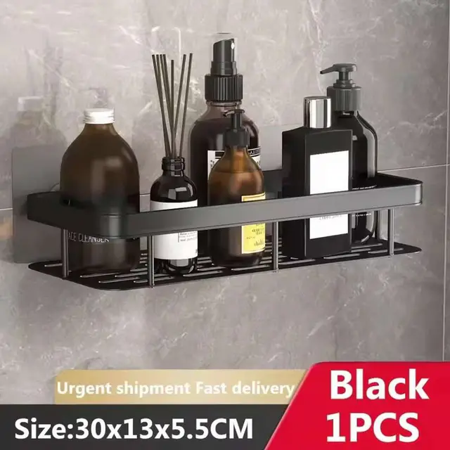 Rotating Suction Cup Hook - (Black)Aluminum Alloy Square Shelf Shampoo Rack