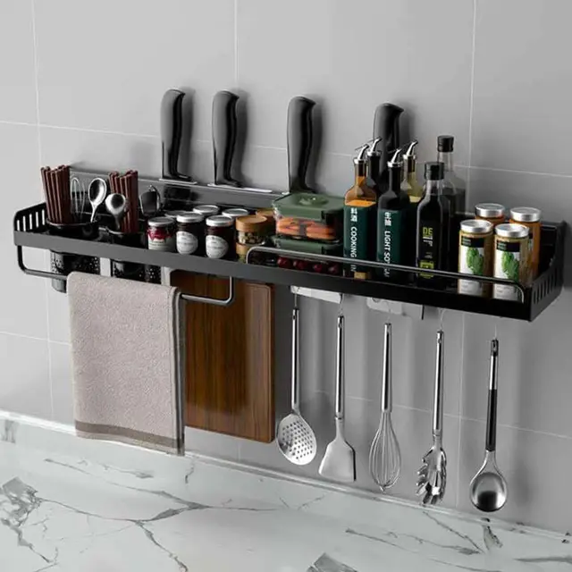 Water clean Filter Faucet tap - Wall Mounted Multifunctional Kitchen Storage Shelf