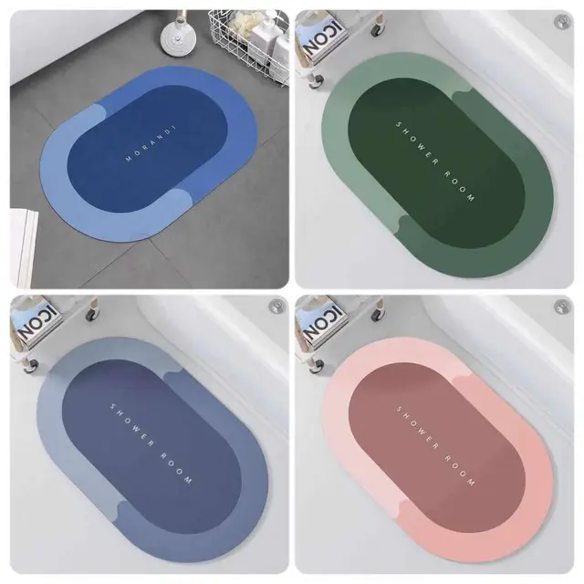 Silicone Toilet Cleaning Brush - (1Pcs) Super Absorbent Door Mat Non-slip Bathroom Carpet