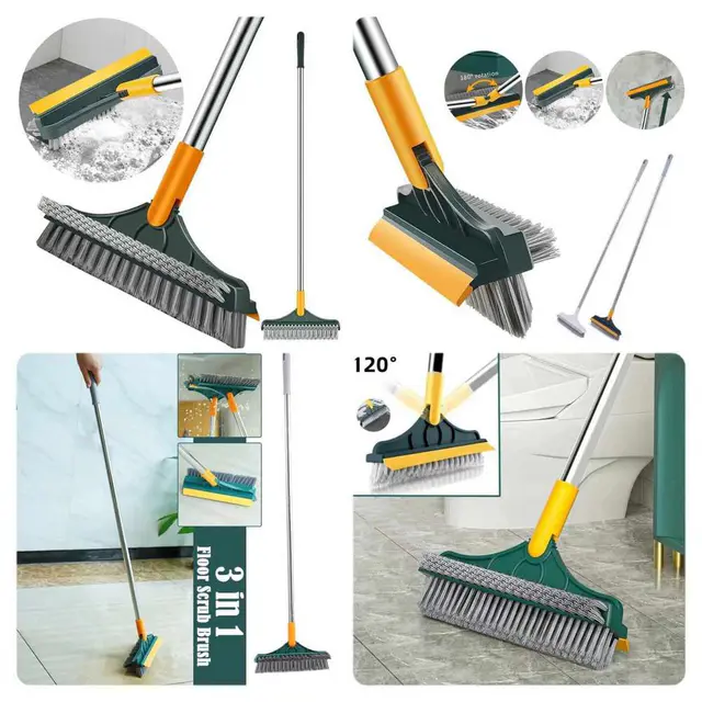 Silicone Toilet Cleaning Brush - 3 In 1 Floor Scrub Brush