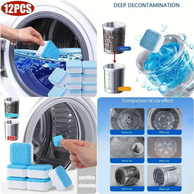Top Loading ওয়াশিং মেশিন কভার - Washing Machine Cleaner Tablets(12Pcs)