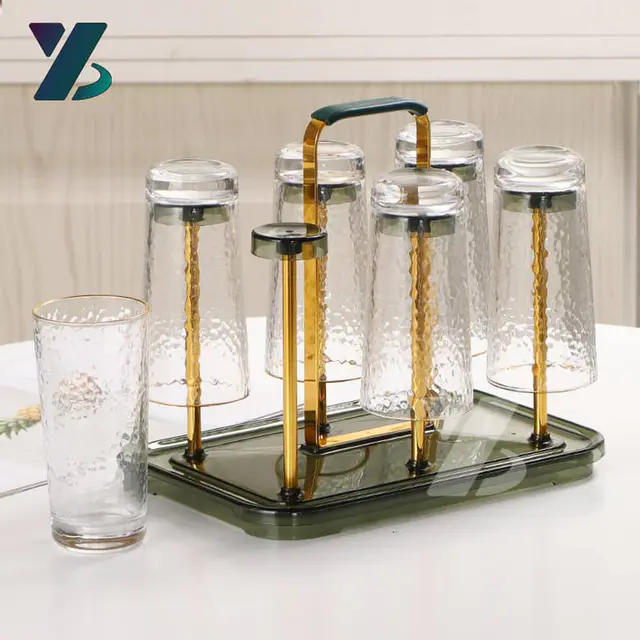 360 Degree Rotating Dining Table Glass holder Rack - Luxury Glass Drain Rack
