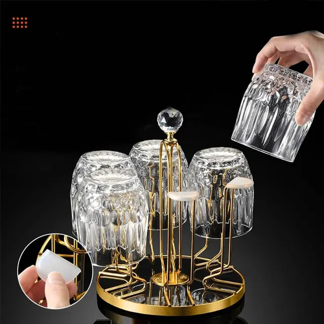 360 Degree Rotating Dining Table Glass holder Rack