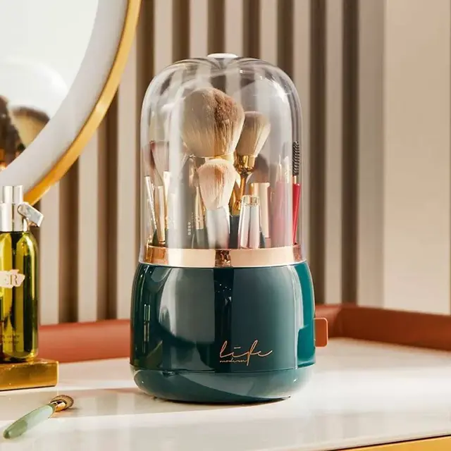 360° Rotating Portable Makeup Brushes Holder - 360° Rotating Portable Makeup Brushes Holder(Dark green)