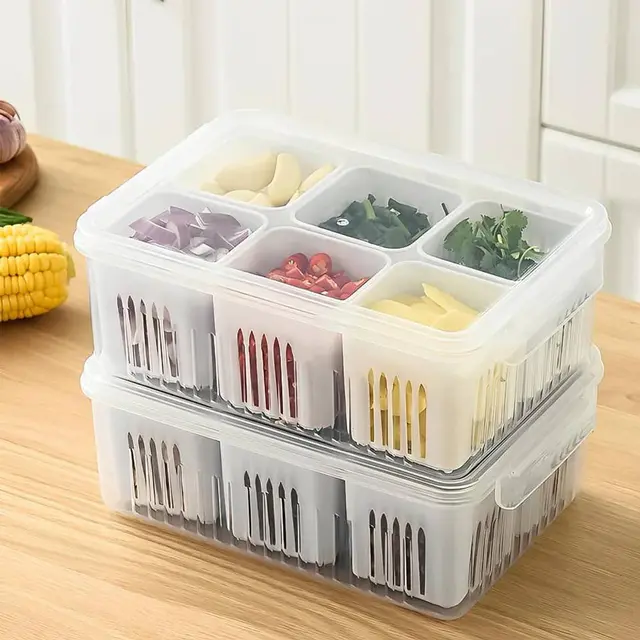 6 grid fridge storage box - (2Pcs) ৬ গ্রিড ফ্রিজ স্টোরেজ বক্স