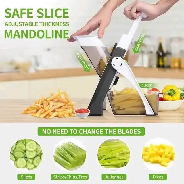 4 In 1 Manual Vegetable Cutter - Brava Spring Slicer Vegetables Fruits Cutter