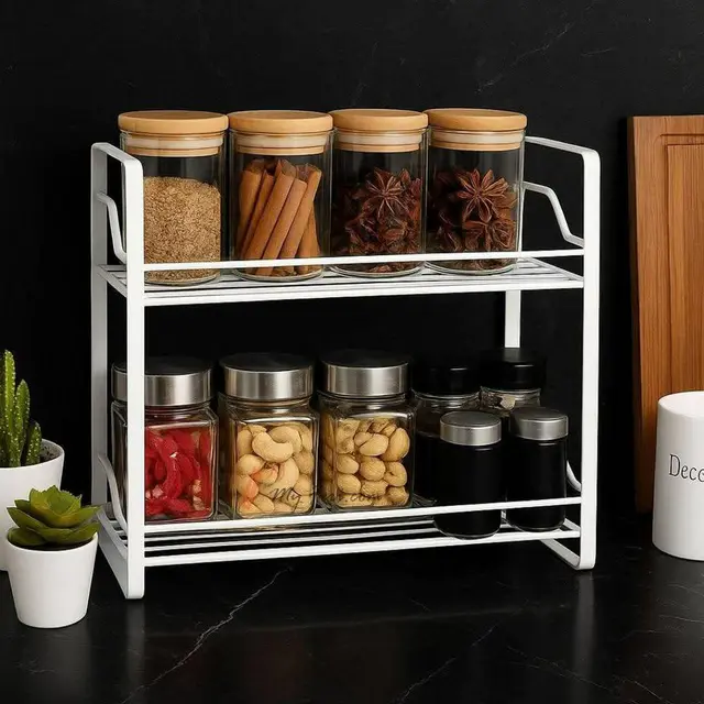 2 Layer Spice Jar Rack - (Silver)2Layer Spice Jar Rack
