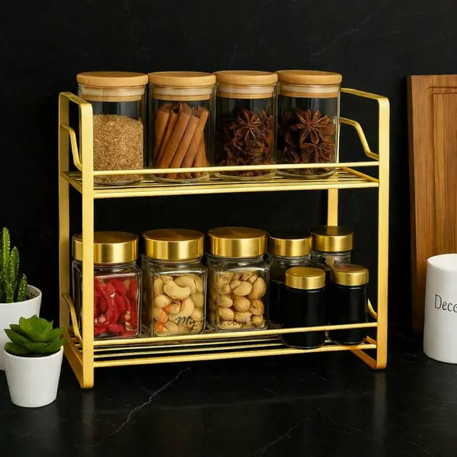 2 Layer Spice Jar Rack - (Golden)2Layer Spice Jar Rack