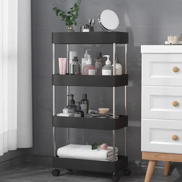 Multifunctiona Storage Organizer - (Black)Multi Purpose Trolley Rack