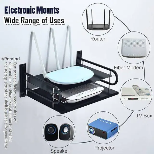 Multifunctiona Storage Organizer - Black Metal Wireless Wifi Router Storage Box