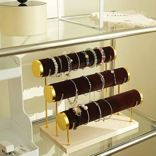3-Layer Jewelry Rack Wooden Bracelet Holder - 3-Layer Jewelry Rack Wooden Bracelet Holder