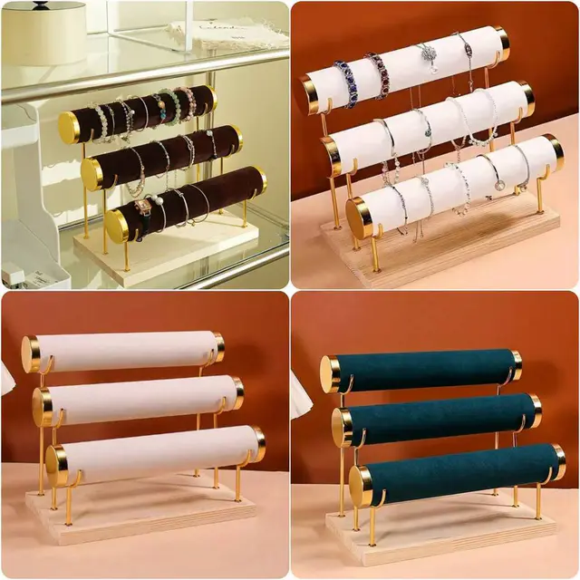3-Layer Jewelry Rack Wooden Bracelet Holder