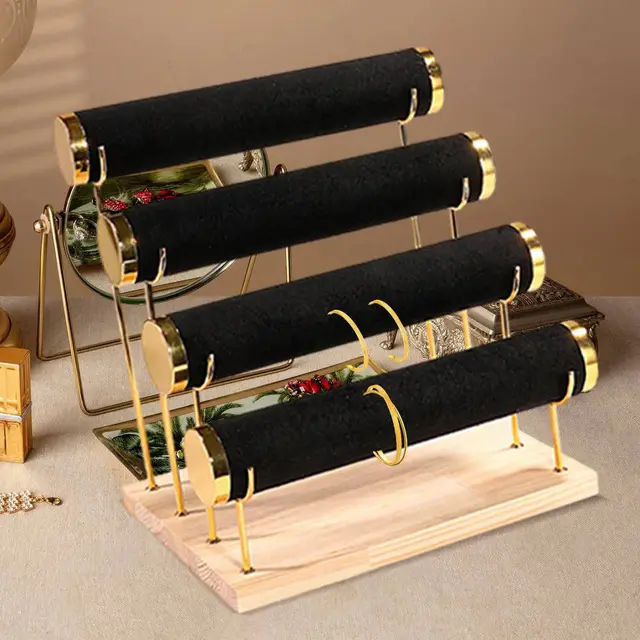 3-Layer Jewelry Rack Wooden Bracelet Holder - 4-Layer Jewelry Rack Wooden Bracelet Holder