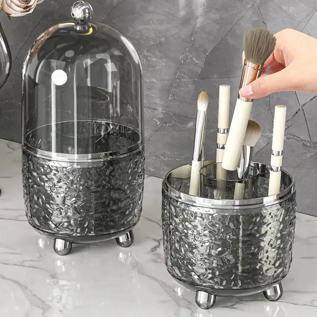 360° Rotating Makeup Brush Holder - (Gray) 360° Rotating Makeup Brush Holder